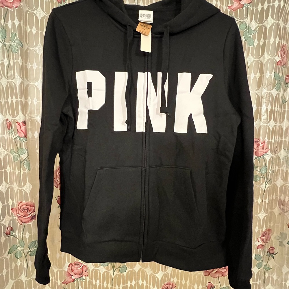 Black Hoodie with White PINK Logo